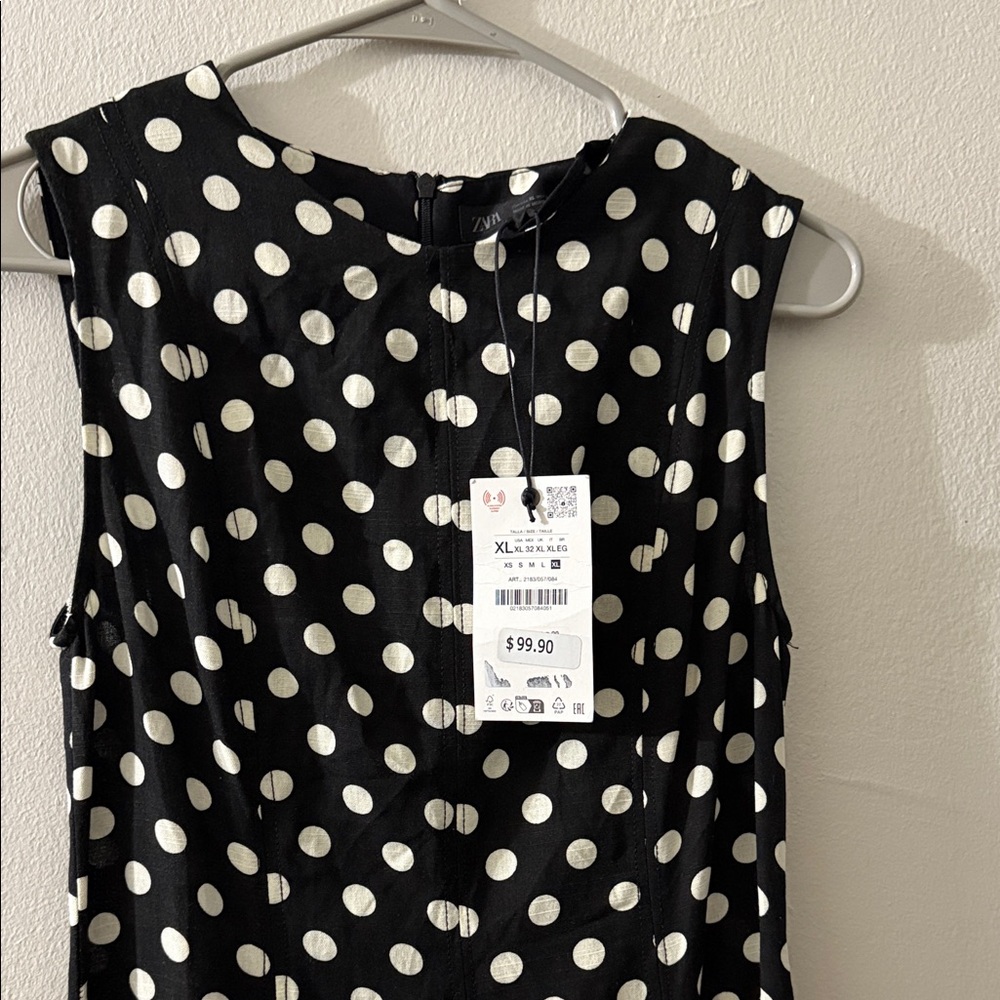 Zara Black and White Polka Dot Maxi Dress - Picture 2 of 5